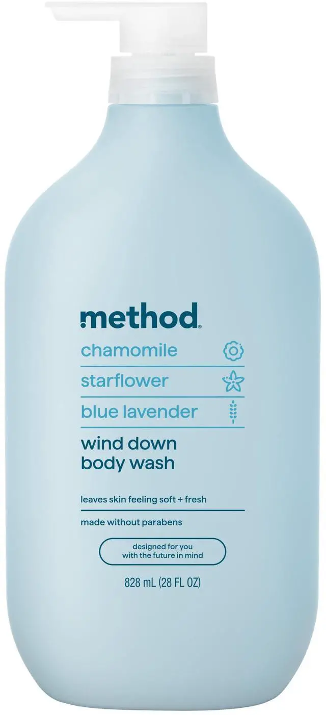Main image of method Body Wash, Wind Down - Leaves Skin Feeling Soft & Moisturized, Made Without Parabens, Notes of Chamomile, Starflower & Blue Lavender, 28 Fl Oz