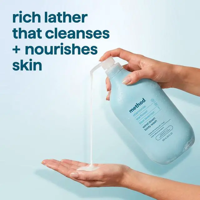 Alt view image 5 of 7 - method Body Wash, Wind Down - Leaves Skin Feeling Soft & Moisturized, Made Without Parabens, Notes of Chamomile, Starflower & Blue Lavender, 28 Fl Oz