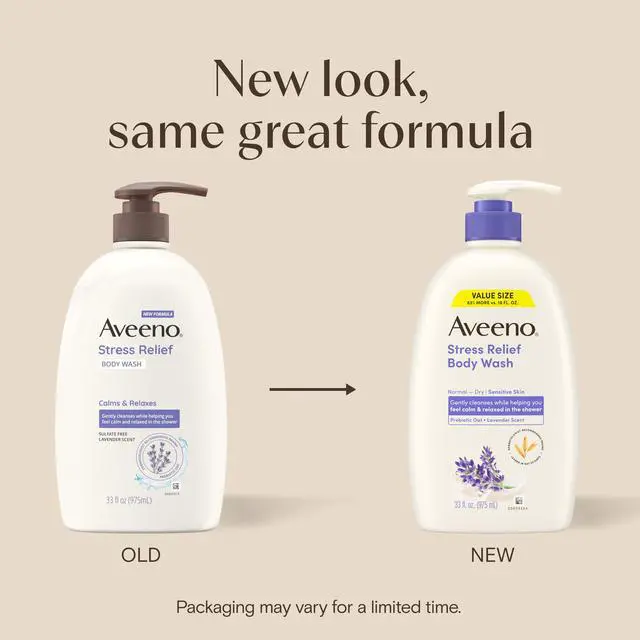 Alt view image 2 of 7 - Aveeno Stress Relief Body Wash, Lavender Scent with Nourishing Prebiotic Oat, Sensitive Skin Body Wash for Normal to Dry Skin, Paraben-, Dye-, and Soap-Free, Value Size 33 Fl Oz