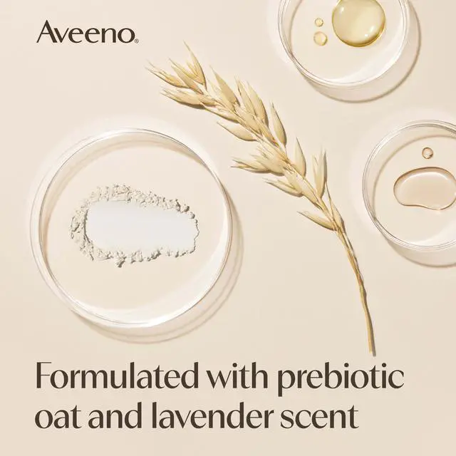 Alt view image 6 of 7 - Aveeno Stress Relief Body Wash, Lavender Scent with Nourishing Prebiotic Oat, Sensitive Skin Body Wash for Normal to Dry Skin, Paraben-, Dye-, and Soap-Free, Value Size 33 Fl Oz