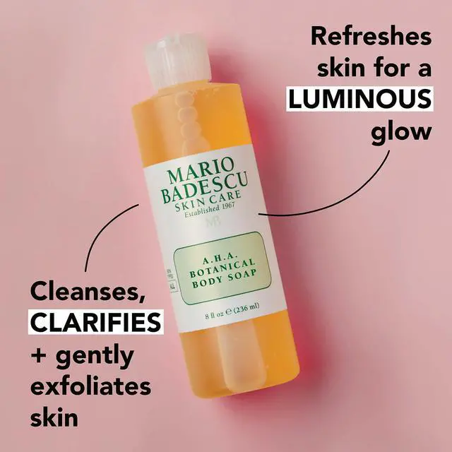 Alt view image 3 of 6 - Mario Badescu AHA Botanical Body Wash Moisturizing, Clarifying and Gentle Exfoliating Wash for Brighter, Softer and Smoother Skin, Body Soap Infused with Glycolic Acid & Fruit Enzymes, 8 Fl Oz