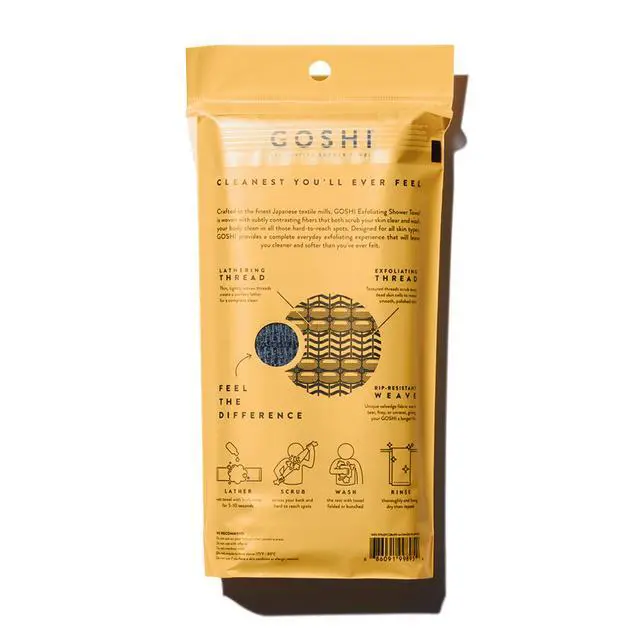 Alt view image 2 of 6 - GOSHI Exfoliating Shower Towel - Long Body Scrubber for Back Acne, KP & Smooth Skin - Durable Rip-Resistant Weave, Quick-Dry Nylon Washcloth - Ethically Crafted in Gunma, Japan - Grey