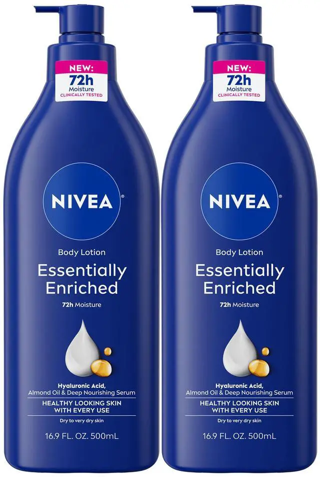 Main image of Essentially Enriched Body Lotion for Very Dry Skin with Hyaluronic Acid, Almond Oil and Deep Nourishing Serum, 72-Hour Body Moisturizer, 16.9 Fl Oz Pump Bottle, Pack of 2