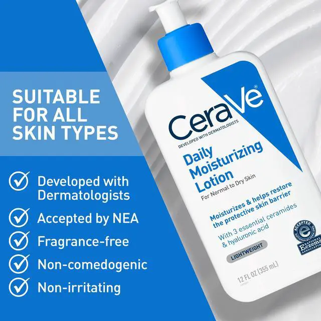 Alt view image 5 of 7 - Daily Moisturizing Lotion for Dry Skin, Body Lotion & Face Moisturizer with Hyaluronic Acid and Ceramides, Daily Moisturizer, Fragrance Free, Oil-Free, 19 Ounce