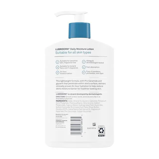 Alt view image 6 of 7 - Fragrance Free Daily Moisture Lotion + Pro-Ceramide, Shea Butter & Glycerin, Face, Hand & Body Lotion for Sensitive Skin, Hydrating Lotion for Healthier-Looking Skin, 16 fl. oz