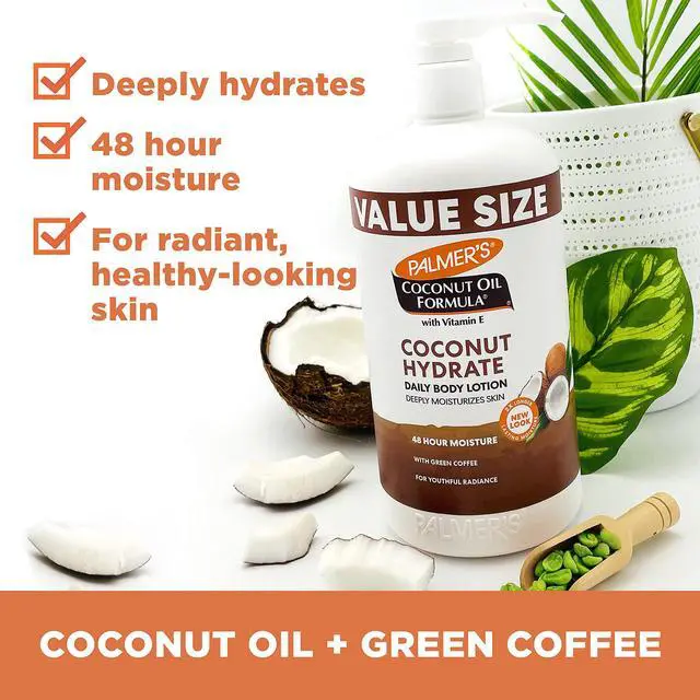 Alt view image 2 of 7 - Coconut Oil Formula Body Lotion for Dry Skin, Hand & Body Moisturizer with Green Coffee Extract & Vitamin E, Value Size Pump Bottle, 33.8 Fl Oz (Pack of 1)