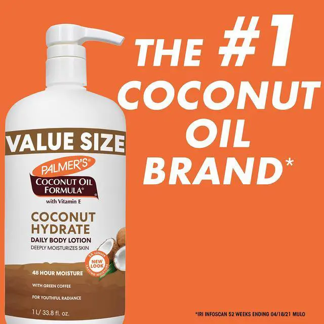 Alt view image 3 of 7 - Coconut Oil Formula Body Lotion for Dry Skin, Hand & Body Moisturizer with Green Coffee Extract & Vitamin E, Value Size Pump Bottle, 33.8 Fl Oz (Pack of 1)