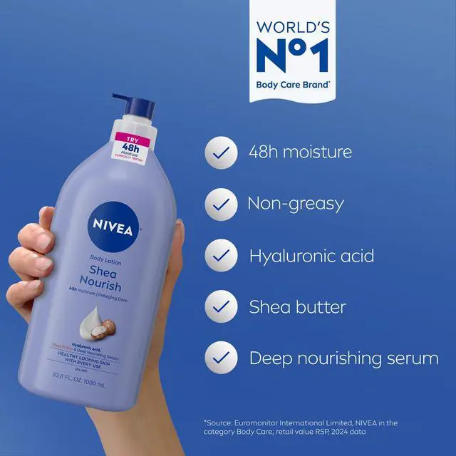 Alt view image 3 of 7 - Shea Nourish Body Lotion for Dry Skin with Hyaluronic Acid, Shea Butter and Deep Nourishing Serum, 48-Hour Body Moisturizer, 33.8 Fl Oz Pump Bottle