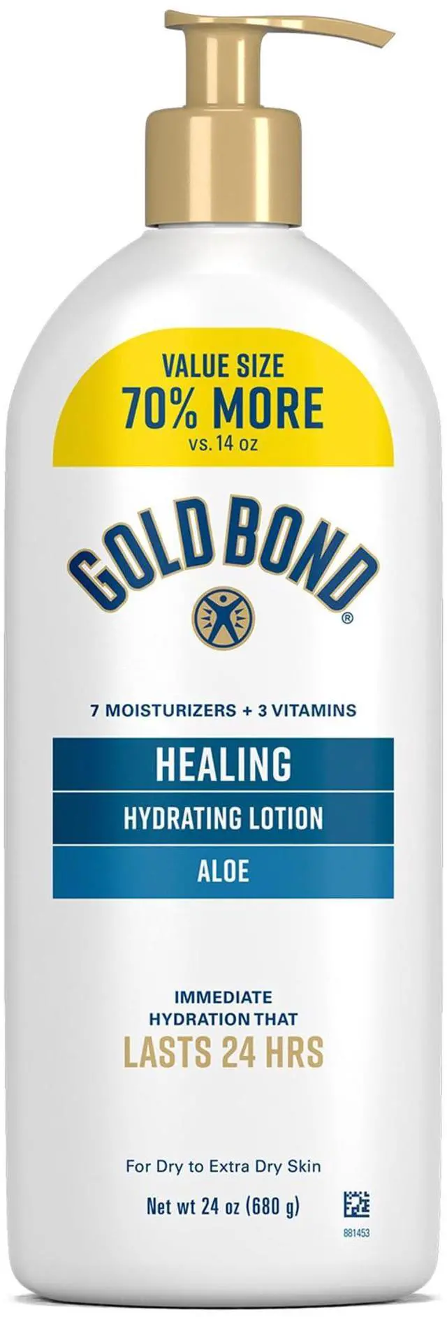 Main image of Healing Hydrating Body Lotion with Aloe, Moisturizer for Dry to Extra Dry Skin, 24-HR Hydration to Soothe & Comfort, Non-Greasy, Dermatologist-Tested, Light Scent, 24 Oz Family Size Pump