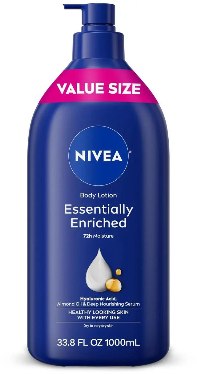 Main image of Essentially Enriched Body Lotion for Very Dry Skin with Hyaluronic Acid, Almond Oil and Deep Nourishing Serum, 72-Hour Body Moisturizer, 33.8 Fl Oz Value Size Pump Bottle