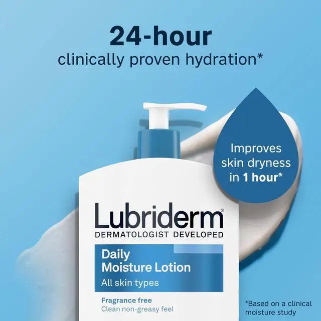 Alt view image 2 of 7 - Fragrance Free Daily Moisture Body Lotion + Pro-Ceramide, Unscented Lotion, Body Lotion for Dry Skin, Shea Butter, Glycerin, Non-Greasy 24-Hour Moisturizer, Paraben & Dye Free, 24 Fl Oz