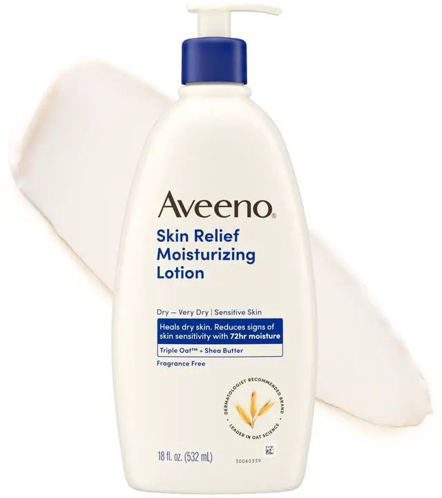 Main image of Skin Relief Moisturizing Body Lotion Heals Very Dry, Sensitive Skin, Fast Absorbing Lotion with Soothing Triple Oat & Shea Butter Formula, Fragrance Free Lotion, Non-Comedogenic, 18 Fl Oz