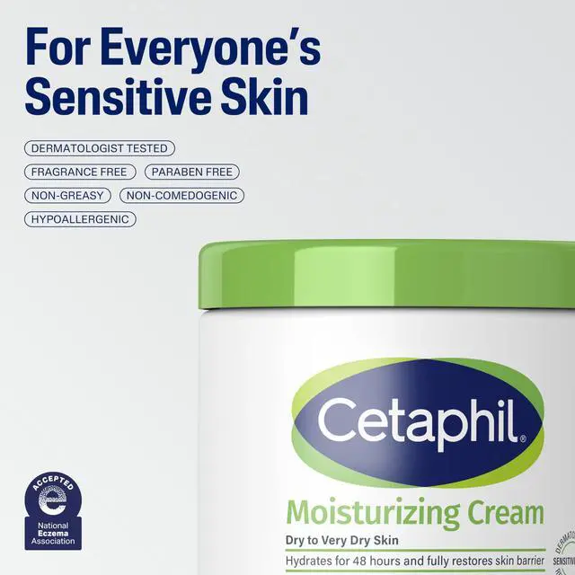 Alt view image 7 of 7 - Face & Body Moisturizer, Hydrating Moisturizing Cream for Dry to Very Dry, Sensitive Skin, NEW 20 oz, Fragrance Free, Non-Comedogenic, Non-Greasy (Packaging May Vary)