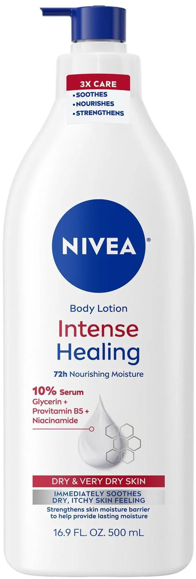 Main image of Intense Healing Body Lotion for Very Dry, Itchy Skin with Glycerin, Provitamin B5 and Niacinamide, 72-Hour Body Moisturizer, 16.9 Fl Oz Pump Bottle