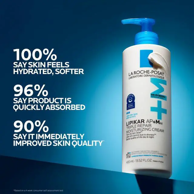 Alt view image 3 of 6 - Lipikar AP+Max Triple Repair Moisturizing Body Cream, Face and Body Lotion for Dry Skin with Shea Butter and Niacinamide, 400 mL