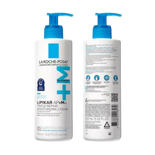 Alt view image 6 of 6 - Lipikar AP+Max Triple Repair Moisturizing Body Cream, Face and Body Lotion for Dry Skin with Shea Butter and Niacinamide, 400 mL