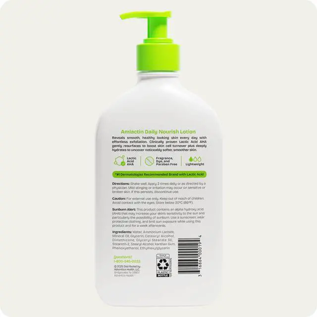 Alt view image 6 of 6 - Daily Nourish Therapeutic Body Lotion for Dry Skin - No-Scrub Exfoliator and Moisturizer 12% Lactic Acid Lotion, 14.1 oz (Packaging May Vary)