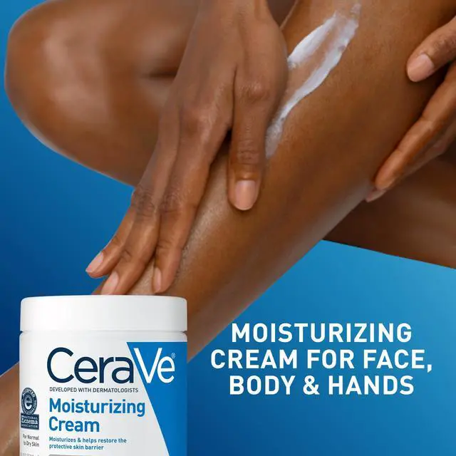 Alt view image 5 of 7 - Moisturizing Cream, Body and Face Moisturizer for Dry Skin, Body Cream with Hyaluronic Acid and Ceramides, Daily Moisturizer, Oil-Free, Fragrance Free, Non-Comedogenic, 19 Ounce