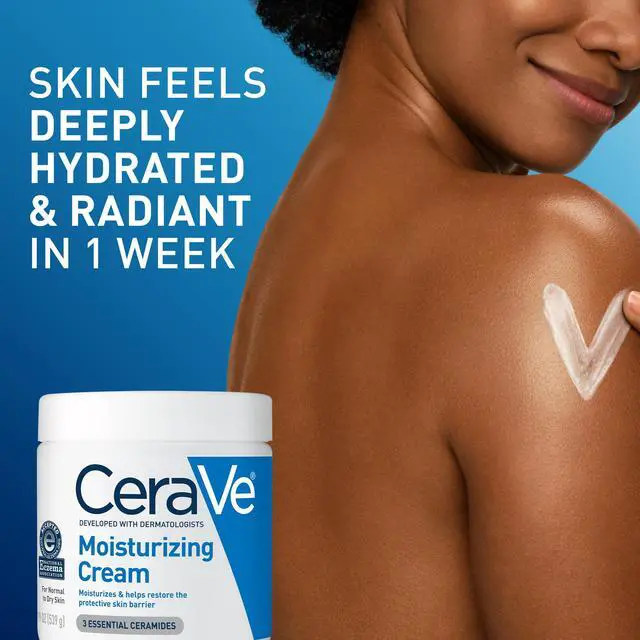 Alt view image 7 of 7 - Moisturizing Cream, Body and Face Moisturizer for Dry Skin, Body Cream with Hyaluronic Acid and Ceramides, Daily Moisturizer, Oil-Free, Fragrance Free, Non-Comedogenic, 19 Ounce