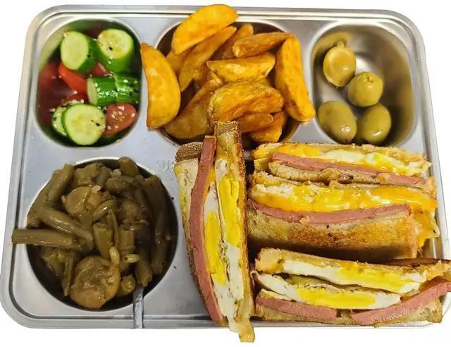 Alt view image 5 of 7 - Set of 2 Stainless Steel Rectangular Divided Plates Tray 5 Sections Dinner Plates for Adults - Unbreakable Metal Plate for Campers, and Portion Control Reusable Plate