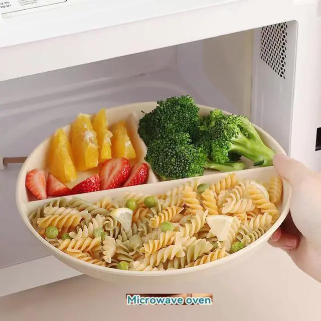 Alt view image 6 of 7 - Unbreakable Divided Dinner Plate Set of 5, Wheat Straw Plates BPA Free 9 Inch, Portion Control Plate Healthy Eating & Bariatric Diet Divided Plates, Dinner Diet Plates for Kids