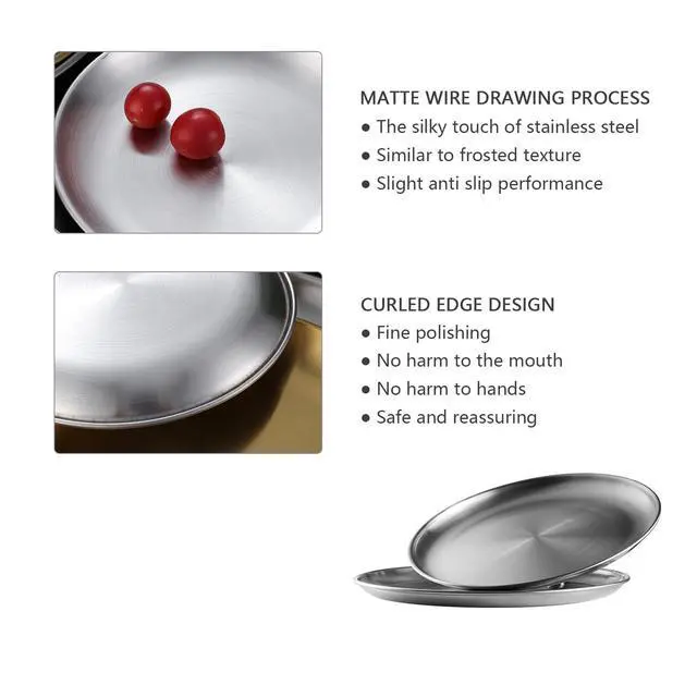Alt view image 4 of 7 - Small Stainless Steel Plates,5 Pcs 5.5 Inchs Dinner Dishes Plates Camping Plate,Perfect for Snack Candy Cake Dessert Fruit Camping Etc Reusable and Dishwasher Safe (5, 5.5 inches)