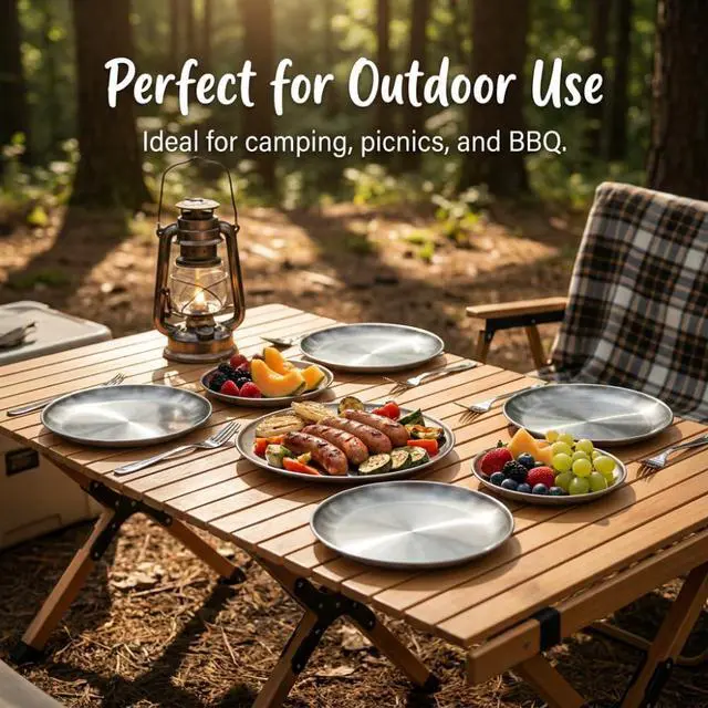 Alt view image 6 of 7 - Small Stainless Steel Plates,5 Pcs 5.5 Inchs Dinner Dishes Plates Camping Plate,Perfect for Snack Candy Cake Dessert Fruit Camping Etc Reusable and Dishwasher Safe (5, 5.5 inches)
