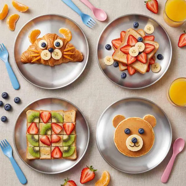 Alt view image 4 of 7 - 6 Pack Stainless Steel Plates, 8 Inch Metal Kids Toddler Dinner Plate Set for Kids Toddler Children, Round Camping Plates for Serving Dishes Dessert Salad, Dishwasher Safe & Reusable