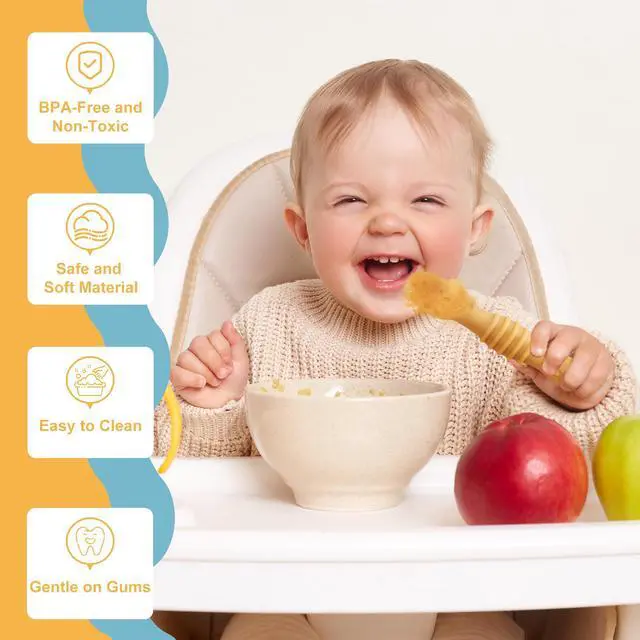 Alt view image 7 of 7 - 8 Pcs Baby Led Weaning Utensils, First Stage Silicone Baby Spoon, Multicolor Baby Spoons Self Feeding 6+ Months, Cucharas para Bebes for Solids and Purees