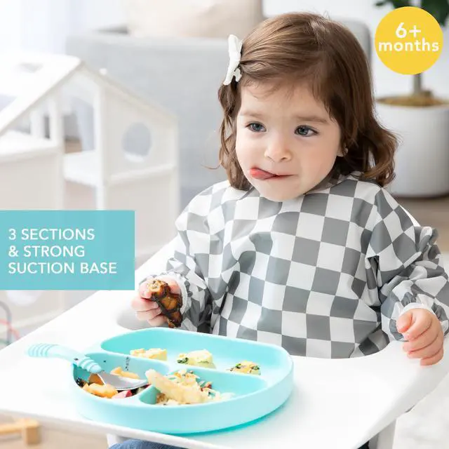 Alt view image 2 of 6 - Silicone Grip Dish, Suction Plate, Divided Plate, Baby Toddler Plate, BPA Free, Microwave Dishwasher Safe , Blue-GD, 1 Count