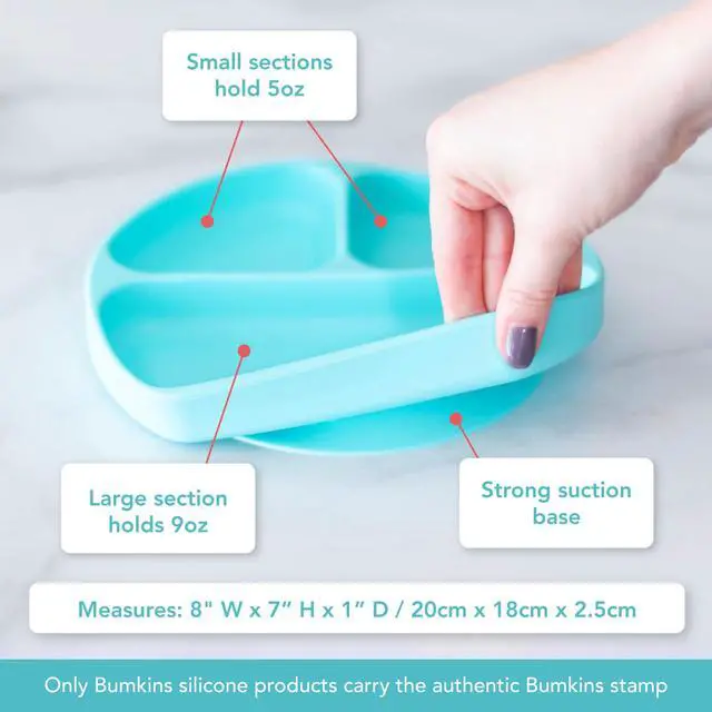 Alt view image 5 of 6 - Silicone Grip Dish, Suction Plate, Divided Plate, Baby Toddler Plate, BPA Free, Microwave Dishwasher Safe , Blue-GD, 1 Count
