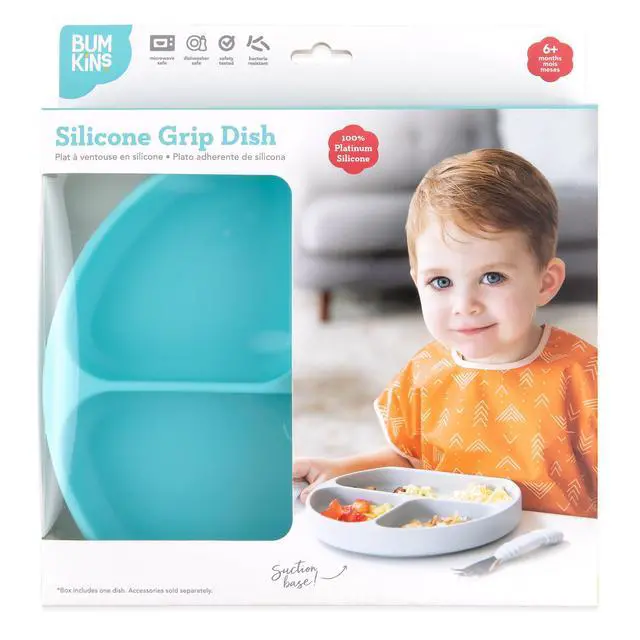 Alt view image 6 of 6 - Silicone Grip Dish, Suction Plate, Divided Plate, Baby Toddler Plate, BPA Free, Microwave Dishwasher Safe , Blue-GD, 1 Count
