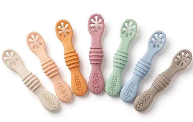 Main image of 7 Pack Baby Spoons, Soft Silicone Self-Feeding Utensils for Babies & Toddlers, BPA-Free Silicone First Stage Training Spoon with Easy-Grip Handle