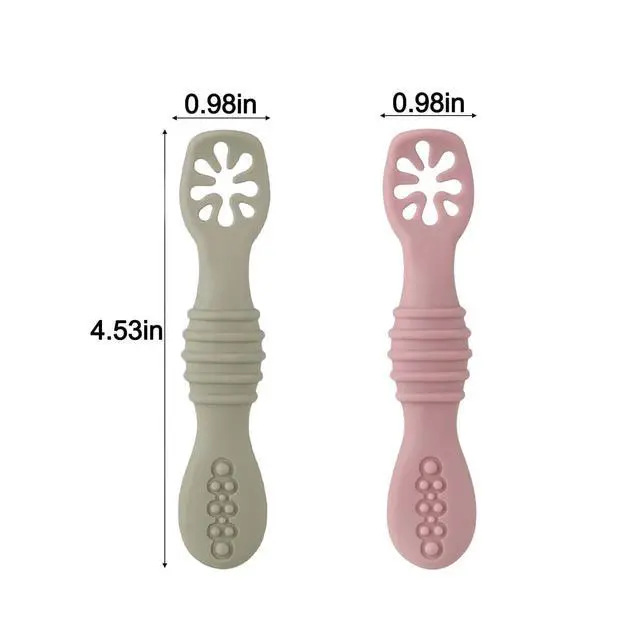 Alt view image 6 of 7 - 7 Pack Baby Spoons, Soft Silicone Self-Feeding Utensils for Babies & Toddlers, BPA-Free Silicone First Stage Training Spoon with Easy-Grip Handle