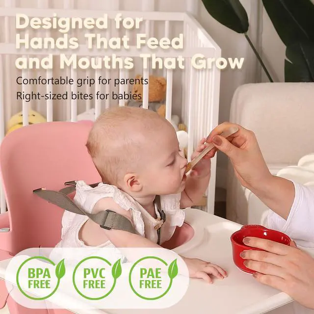 Alt view image 2 of 7 - Silicone Baby Spoons 2-Pack with Case, Self Feeding 6 Months, Baby Led Weaning Supplies, Toddler Utensils with Safety Chain, Toddler Essentials, Dishwasher Safe Baby Safety Products
