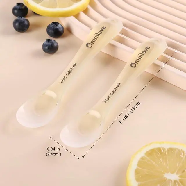 Alt view image 3 of 7 - Silicone Baby Spoons 2-Pack with Case, Self Feeding 6 Months, Baby Led Weaning Supplies, Toddler Utensils with Safety Chain, Toddler Essentials, Dishwasher Safe Baby Safety Products