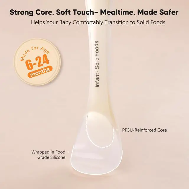 Alt view image 4 of 7 - Silicone Baby Spoons 2-Pack with Case, Self Feeding 6 Months, Baby Led Weaning Supplies, Toddler Utensils with Safety Chain, Toddler Essentials, Dishwasher Safe Baby Safety Products