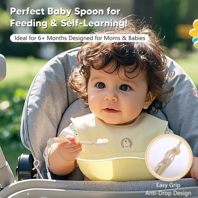 Alt view image 5 of 7 - Silicone Baby Spoons 2-Pack with Case, Self Feeding 6 Months, Baby Led Weaning Supplies, Toddler Utensils with Safety Chain, Toddler Essentials, Dishwasher Safe Baby Safety Products