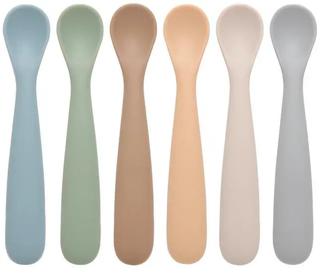 Main image of Baby Spoons, 6 Pack First Stage Silicone Feeding Spoons, Soft Tip Feeding Baby Utensils, Baby Led Weaning Supplies Training Spoons, Dishwasher and Boil Safe