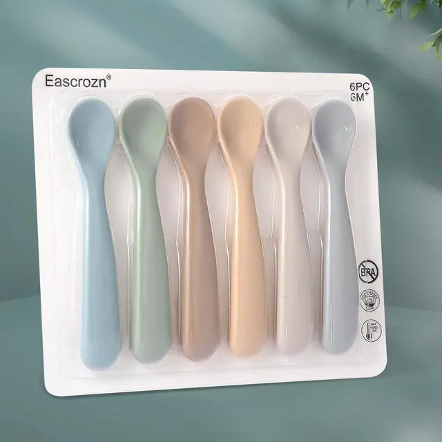 Alt view image 7 of 7 - Baby Spoons, 6 Pack First Stage Silicone Feeding Spoons, Soft Tip Feeding Baby Utensils, Baby Led Weaning Supplies Training Spoons, Dishwasher and Boil Safe