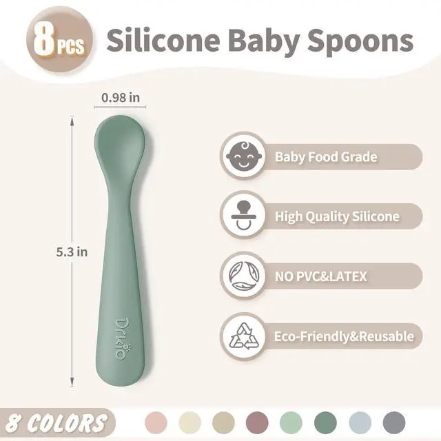 Alt view image 2 of 7 - 8-Piece Silicone Baby Spoons - Infant Spoons First Stage Self Feeding Baby Led Weaning Supplies Toddler Training Utensils Soft Chewable-Tip BPA-Free Dishwasher Safe Boil-proof