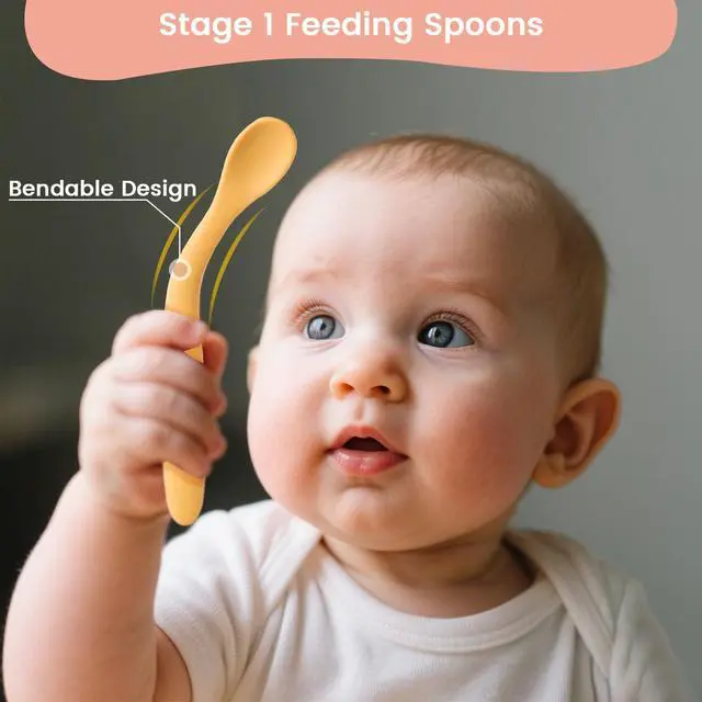 Alt view image 4 of 7 - 8-Piece Silicone Baby Spoons, First Stage Infant Self Feeding Spoons, Soft-Tip Gentle on Gums, Baby Utensils, Infant Training Spoon, Dishwasher Safe & Boil-proof