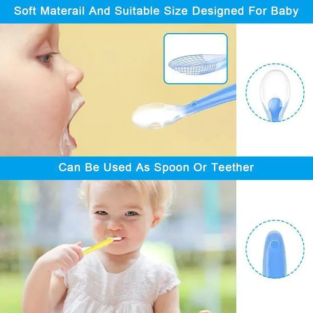 Alt view image 3 of 7 - Baby Silicone Spoons, 5 PCS Baby Training Feeding Spoons for First Stage 4 Months Toddlers, Infants Utensils Feeding Supplies, Soft Tip BPA Free Gum-Friendly Dishwasher Boil-Proof