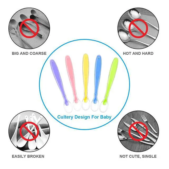 Alt view image 4 of 7 - Baby Silicone Spoons, 5 PCS Baby Training Feeding Spoons for First Stage 4 Months Toddlers, Infants Utensils Feeding Supplies, Soft Tip BPA Free Gum-Friendly Dishwasher Boil-Proof