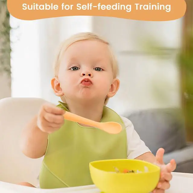 Alt view image 5 of 7 - 8-Piece Silicone Baby Spoons, First Stage Infant Self Feeding Spoons, Soft-Tip Gentle on Gums, Baby Utensils, Infant Training Spoon, Dishwasher Safe & Boil-proof
