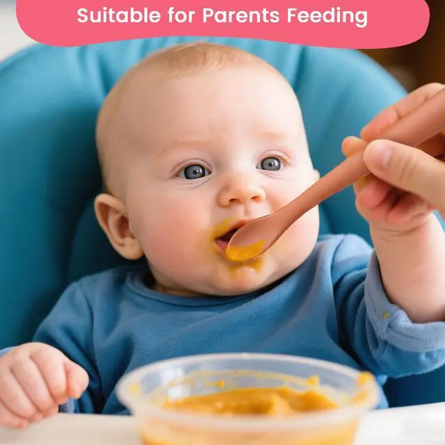 Alt view image 6 of 7 - 8-Piece Silicone Baby Spoons, First Stage Infant Self Feeding Spoons, Soft-Tip Gentle on Gums, Baby Utensils, Infant Training Spoon, Dishwasher Safe & Boil-proof