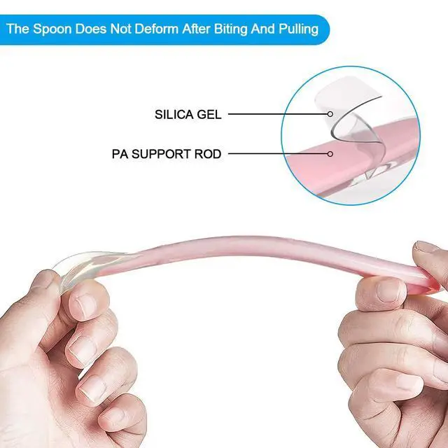 Alt view image 6 of 7 - Baby Silicone Spoons, 5 PCS Baby Training Feeding Spoons for First Stage 4 Months Toddlers, Infants Utensils Feeding Supplies, Soft Tip BPA Free Gum-Friendly Dishwasher Boil-Proof