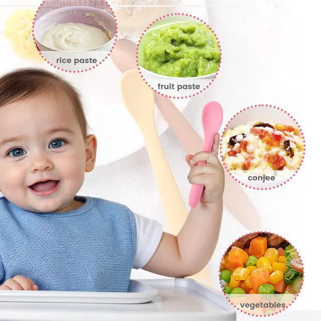 Alt view image 7 of 7 - 8-Piece Silicone Baby Spoons, First Stage Infant Self Feeding Spoons, Soft-Tip Gentle on Gums, Baby Utensils, Infant Training Spoon, Dishwasher Safe & Boil-proof