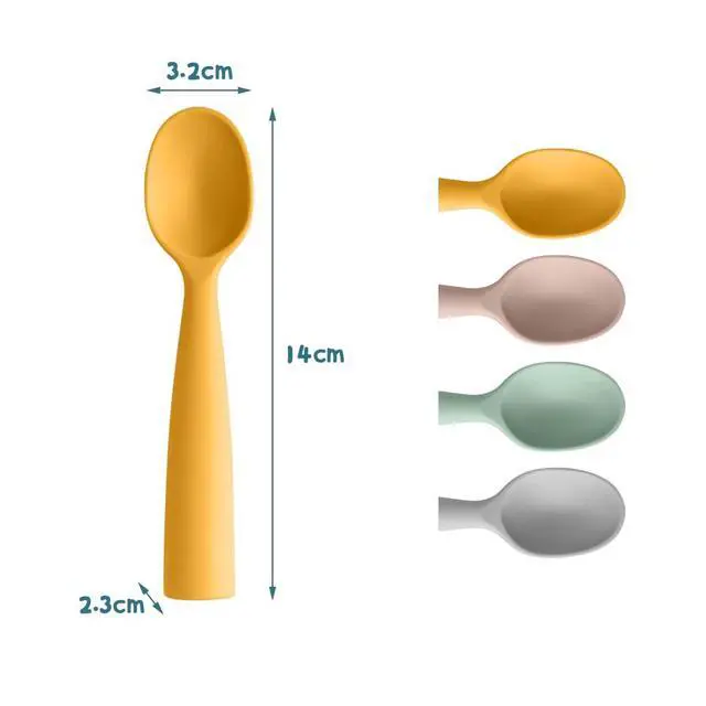 Alt view image 2 of 7 - Silicone Baby Feeding Spoons - 4 PCS First Stage for Infants, Ultra-Durable & Chewproof, Dishwasher Safe Baby Utensils