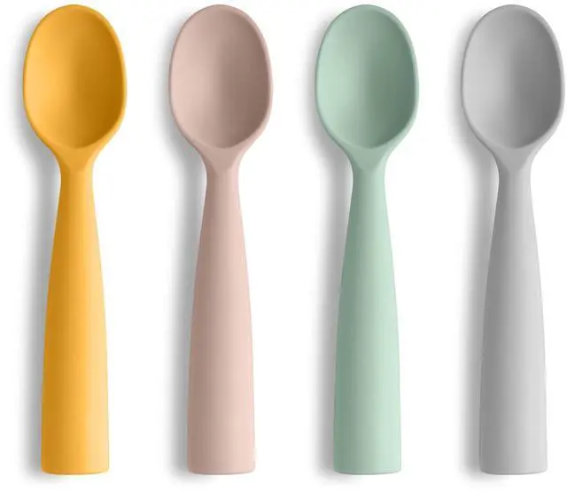 Main image of Silicone Baby Feeding Spoons - 4 PCS First Stage for Infants, Ultra-Durable & Chewproof, Dishwasher Safe Baby Utensils